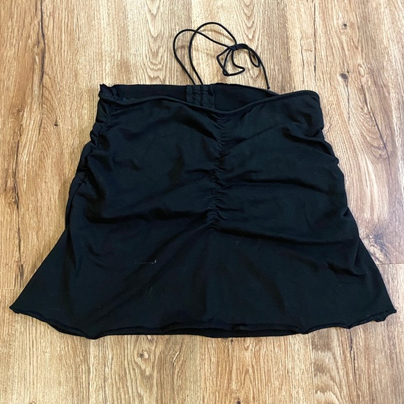 Black Ruched Tie Mini Skirt - Picture 2 of 4
